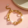 Women's Geometric Pearlinlaid Stainless Steel Bracelet With 18K Vacuum Plating Simple Light Luxury Fashion Jewelry