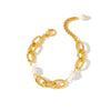 Women's Geometric Pearlinlaid Stainless Steel Bracelet With 18K Vacuum Plating Simple Light Luxury Fashion Jewelry
