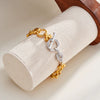 Women's Geometric Pendant Bracelet With Rhinestone Design Stainless Steel Chain Electroplated 18K Trendy Jewelry
