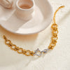 Women's Geometric Pendant Bracelet With Rhinestone Design Stainless Steel Chain Electroplated 18K Trendy Jewelry