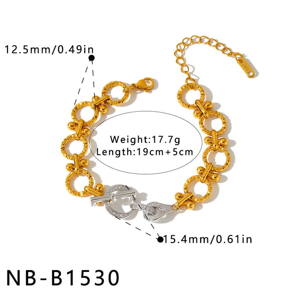 Women's Geometric Pendant Bracelet With Rhinestone Design Stainless Steel Chain Electroplated 18K Trendy Jewelry