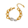 Women's Geometric Pendant Bracelet With Rhinestone Design Stainless Steel Chain Electroplated 18K Trendy Jewelry