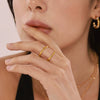 Women's Geometric Plaid Light Luxury 316L Stainless Steel Electroplated Multicut Diamond Ring