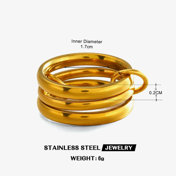 Women’s Geometric Plain Stainless Steel Ring With Electroplated Finish In Trendy Fashion Style