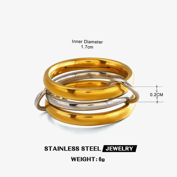 Women’s Geometric Plain Stainless Steel Ring With Electroplated Finish In Trendy Fashion Style