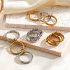 Women’s Geometric Plain Stainless Steel Ring With Electroplated Finish In Trendy Fashion Style