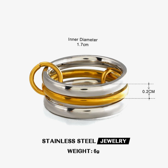 Women’s Geometric Plain Stainless Steel Ring With Electroplated Finish In Trendy Fashion Style