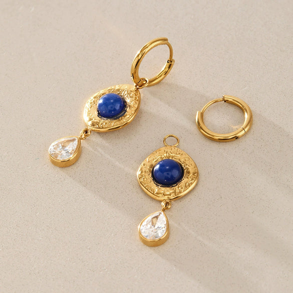 Women's Geometric Plated Stainless Steel Earrings With Sparkling Diamond Detail Sophisticated Elegant Jewelry