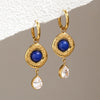 Women's Geometric Plated Stainless Steel Earrings With Sparkling Diamond Detail Sophisticated Elegant Jewelry