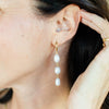 Women's Geometric Plated Stainless Steel Freshwater Pearl Earrings For Pierced Ears Elegant Jewelry