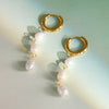 Women's Geometric Plated Stainless Steel Freshwater Pearl Earrings For Pierced Ears Elegant Jewelry