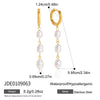Women's Geometric Plated Stainless Steel Freshwater Pearl Earrings For Pierced Ears Elegant Jewelry