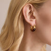 Women's Geometric Plated Stainless Steel Hoop Earrings With Elegant Sparkling Stone Detail