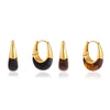 Women's Geometric Plated Stainless Steel Hoop Earrings With Elegant Sparkling Stone Detail