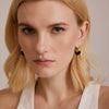 Women's Geometric Plated Stainless Steel Hoop Earrings With Elegant Sparkling Stone Detail