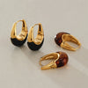 Women's Geometric Plated Stainless Steel Hoop Earrings With Elegant Sparkling Stone Detail