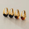 Women's Geometric Plated Stainless Steel Hoop Earrings With Elegant Sparkling Stone Detail