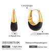 Women's Geometric Plated Stainless Steel Hoop Earrings With Elegant Sparkling Stone Detail