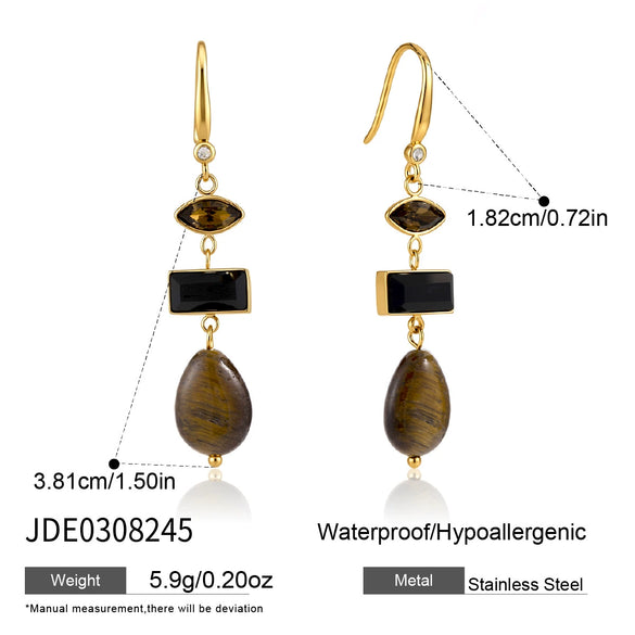 Women's Geometric Plated Stainless Steel Stud Earrings Elegant Sparkling Jewelry For Pierced Ears
