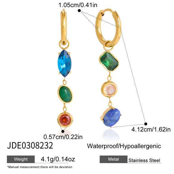Women's Geometric Plated Stainless Steel Tassel Earrings Elegant Sparkling Statement Jewelry For Wholesale