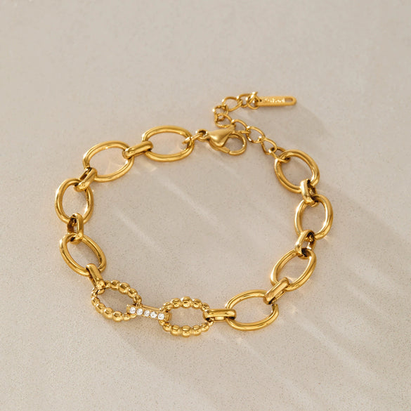 Women's Geometric Plated Stainless Steel Zircon Bracelet Hypoallergenic Fashion Jewelry