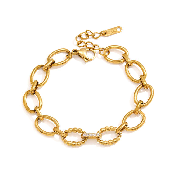 Women's Geometric Plated Stainless Steel Zircon Bracelet Hypoallergenic Fashion Jewelry