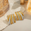 Women's Geometric Pleated Texture Color Matching Asymmetrical Earrings In Stainless Steel With Fruit Shape And Electroplating