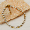 Women's Geometric Rectangular Zirconstudded Stainless Steel Bracelet With Electroplated Finish And Slim Elegant Design