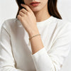 Women's Geometric Rectangular Zirconstudded Stainless Steel Bracelet With Electroplated Finish And Slim Elegant Design