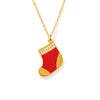 Women's Geometric Red Sock Oil Drip Zircon Pendant Necklace Gold Plated Stainless Steel Light Luxury Jewelry
