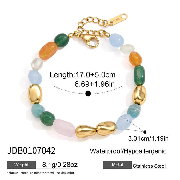 Women's Geometric Resin And Natural Stone Bracelet Uv Gold Plated Stainless Steel Hypoallergenic Fashion Jewelry