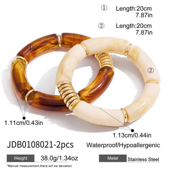 Women's Geometric Resin And Natural Stone Bracelet Uv Gold Plated Stainless Steel Hypoallergenic Fashion Jewelry