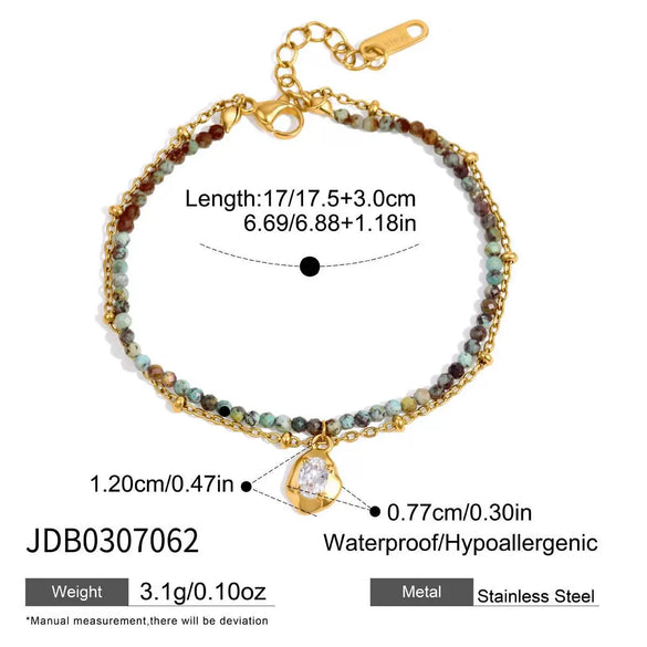 Women's Geometric Resin And Natural Stone Bracelet Uv Gold Plated Stainless Steel Hypoallergenic Fashion Jewelry