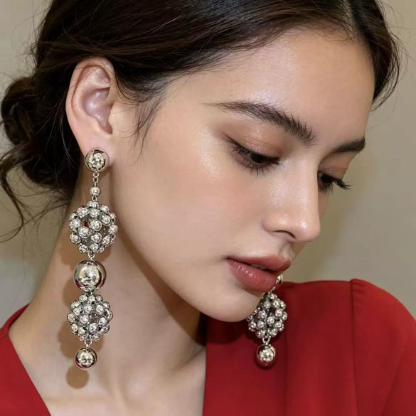 Women's Geometric Resin Ball Stud Earrings With Steel Posts Handmade Light Luxury Statement Jewelry