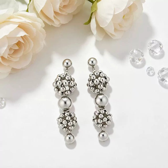Women's Geometric Resin Ball Stud Earrings With Steel Posts Handmade Light Luxury Statement Jewelry