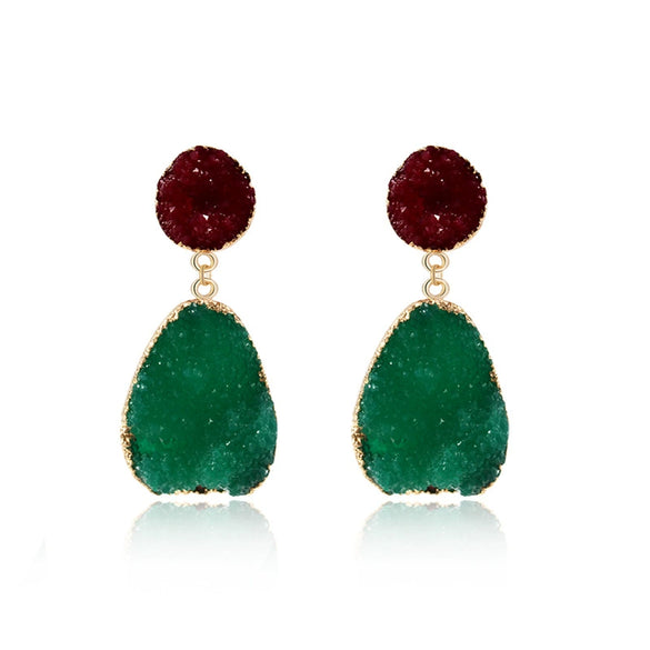 Women's Geometric Resin Earrings With Imitation Natural Stone Unique Fashion Statement Earrings
