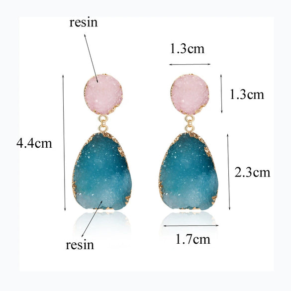Women's Geometric Resin Earrings With Imitation Natural Stone Unique Fashion Statement Earrings
