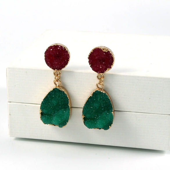 Women's Geometric Resin Earrings With Imitation Natural Stone Unique Fashion Statement Earrings