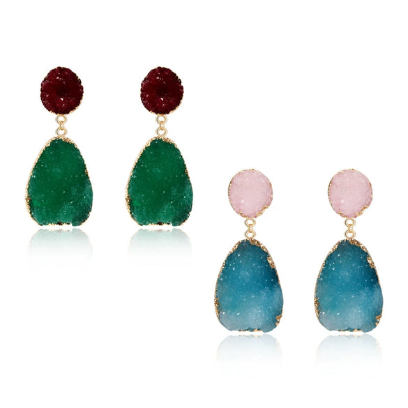 Women's Geometric Resin Earrings With Imitation Natural Stone Unique Fashion Statement Earrings