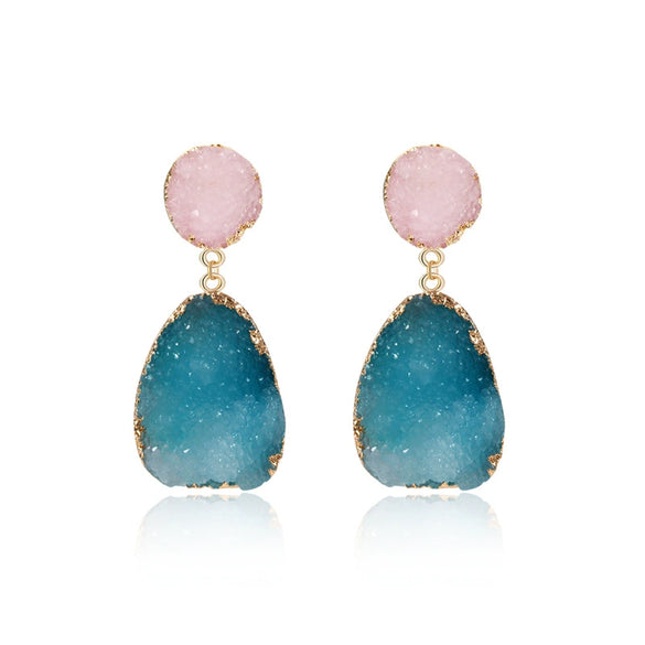Women's Geometric Resin Earrings With Imitation Natural Stone Unique Fashion Statement Earrings
