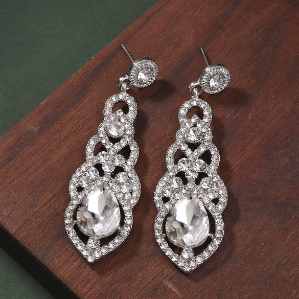 Women's Geometric Rhinestone Alloy Earrings Vintage Fashion Statement Jewelry For Everyday Wear And Bridal Occasions