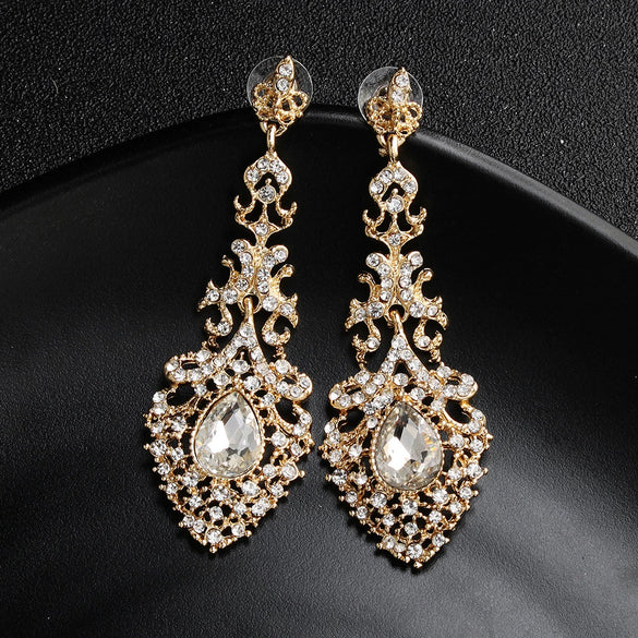 Women's Geometric Rhinestone Alloy Earrings Vintage Fashion Statement Jewelry For Everyday Wear And Bridal Occasions