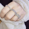 Women's Geometric Rhinestone Elastic Adjustable Ring Set Shiny Electroplated Fashion Statement Rings