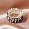 Women's Geometric Rhinestone Elastic Adjustable Ring Set Shiny Electroplated Fashion Statement Rings
