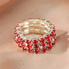 Women's Geometric Rhinestone Elastic Adjustable Ring Set Shiny Electroplated Fashion Statement Rings
