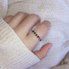 Women's Geometric Rhinestone Elastic Adjustable Ring Set Shiny Electroplated Fashion Statement Rings