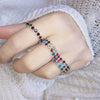 Women's Geometric Rhinestone Elastic Adjustable Ring Set Shiny Electroplated Fashion Statement Rings