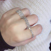 Women's Geometric Rhinestone Elastic Adjustable Ring Set Shiny Electroplated Fashion Statement Rings