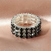 Women's Geometric Rhinestone Elastic Adjustable Ring Set Shiny Electroplated Fashion Statement Rings
