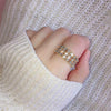 Women's Geometric Rhinestone Elastic Adjustable Ring Set Shiny Electroplated Fashion Statement Rings